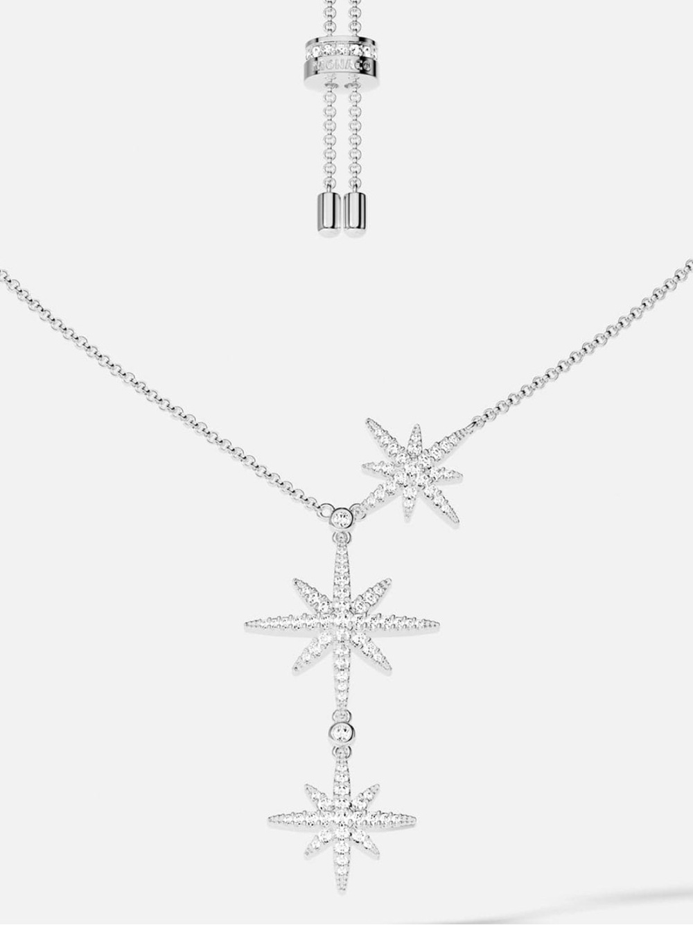 APM Monaco Sterling Silver Starburst Drop Necklace